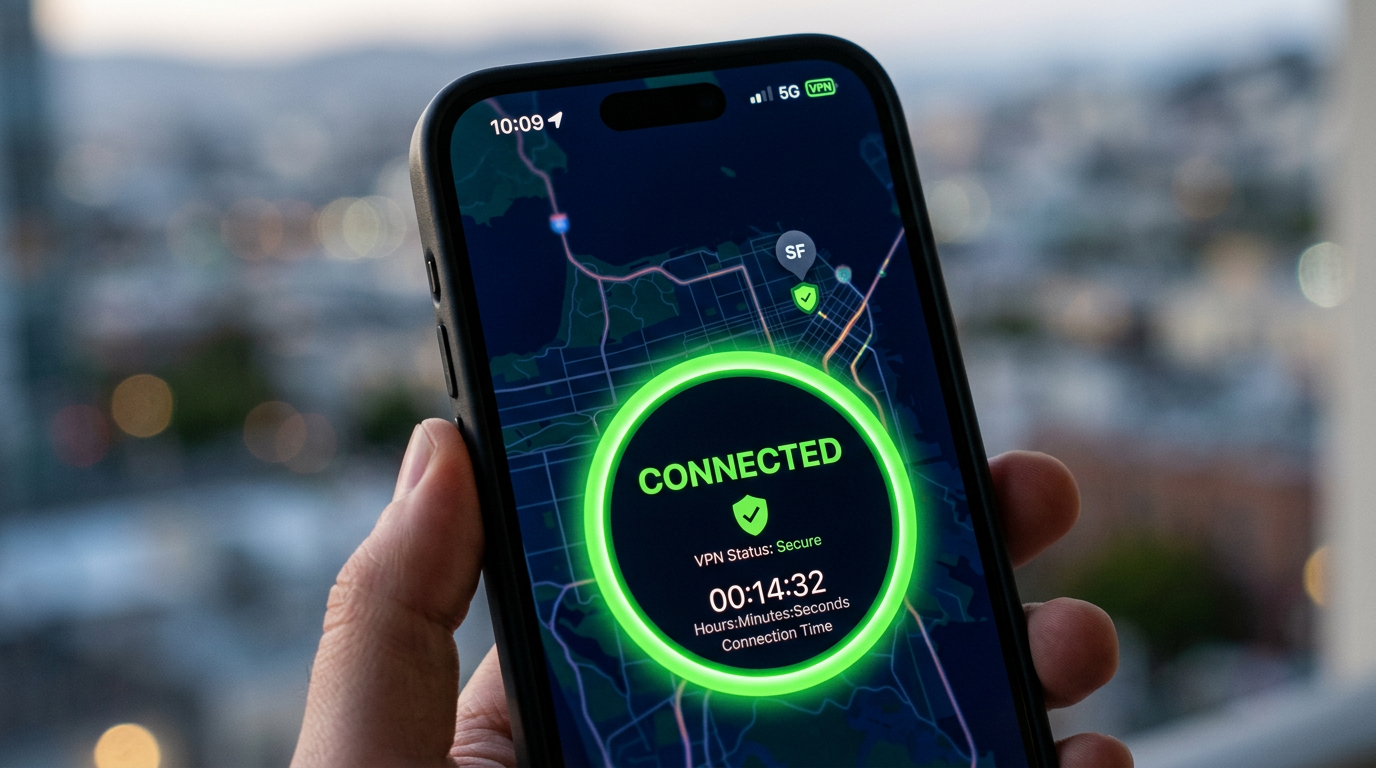 Статус «Подключено» на iPhone (иллюстрация).